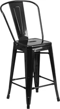 24'' Black Metal Indoor-Outdoor Counter Height Stool - Industrial Style Stool