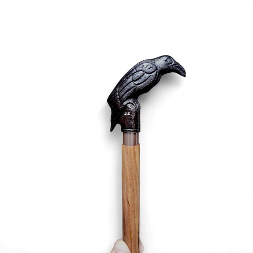 Wooden Walking Cane Stick Vintage Style Handle With Antique Raven Grip New Gift - Picture 3 of 5