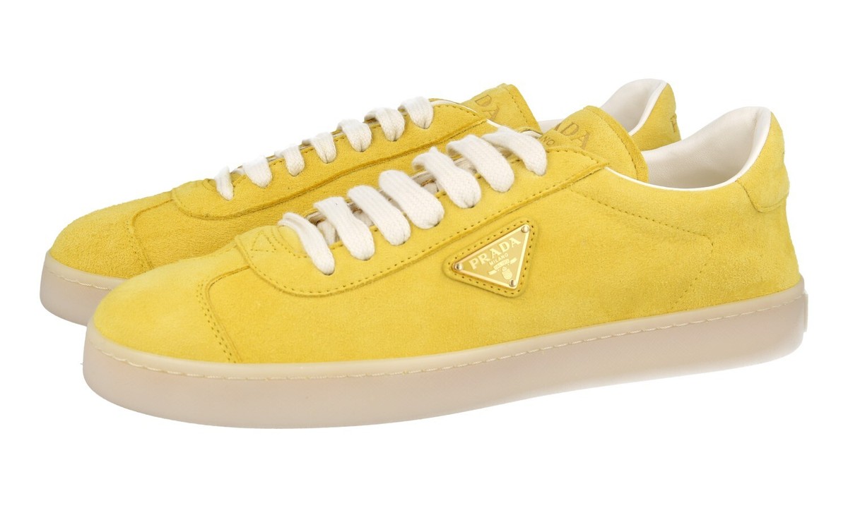 PRADA Suede Lane Sneakers - 1E413N - Yellow - NEW - US 9.5