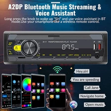 Single Din Car Stereo Bluetooth 5.0 Multimedia Audio Receiver Push Talk Assist