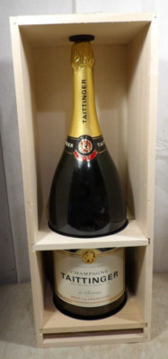 Taittinger Brut Champagne Dummy Empty Bottle Prop Mathusalem Wood Crate Very Big
