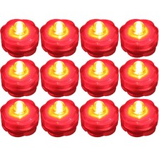 12 Pack Red Submersible Waterproof Underwater Battery LED Tea Light Wedding
