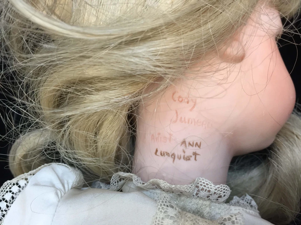 Porcelain Doll Girl Cody Jumeau Artist Ann Lunquist Jointed Blonde 19" Reproduct - Image 3 of 4