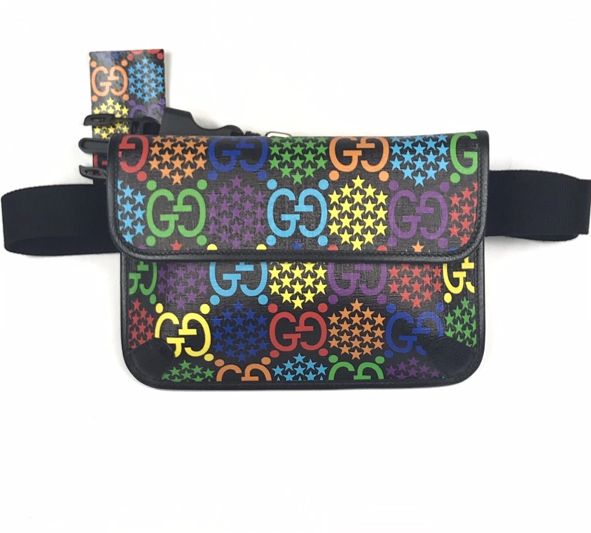 Authentic NWT Gucci GG Black Canvas Fabric Belt Waist Bag Fanny Pack