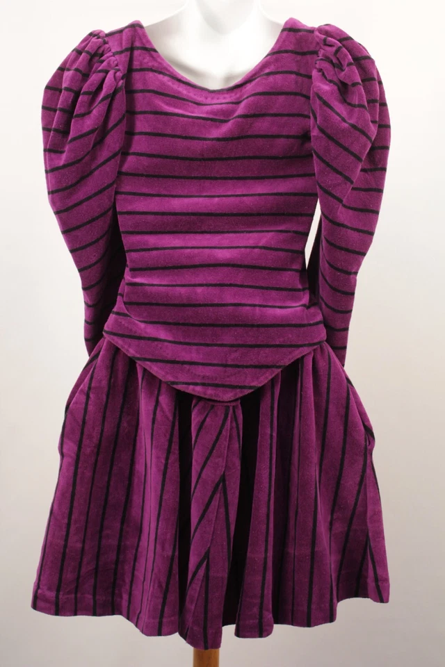 Conjunto de Top y Falda Etiqueta Punk Betsey Johnson Púrpura y Negro 2 Piezas De Colección Para Mujer Años 80 S/M Foto 4 de 4