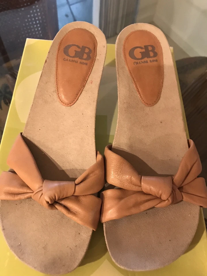 Giani Bini Zapatos Cuero Sandalias Tacones Tostado Nuevo 9.5 Foto 2 de 4