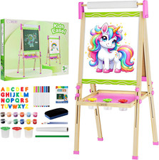 Adjustable Kids Art Easel, Double-Sided Whiteboard Chalkboard with Paper Roll