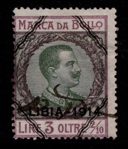 Libya 1914 3 Lire + 2/10c Revenue Used - S34406 - 第 1/1 張圖片