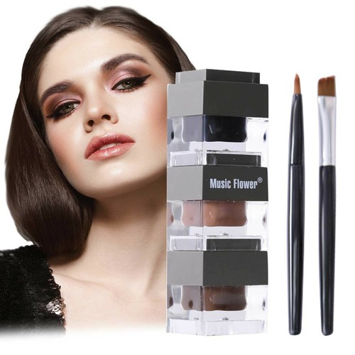 Eyebrow Eyeliner Powder Gel 2 in 1 Set Black&Brown Waterproof Longlasting MakeUp