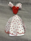 Vintage 1983 Loving You Barbie Doll Valentine Dress with Red Hearts