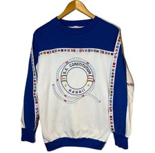 Vintage Hawaii 90s Nautical Flag Sail AOP Sailor Maui Sweatshirt USA Sport Large