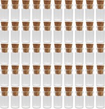 50 Pack Mini Glass Bottles w Cork 18mm x 10mm Tiny Vials DIY Crafts