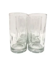 6 MCM Libbey Crisa Impressions Pinched Clear Glasses Tumblers Set