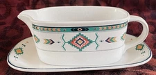 SOUTHWESTERN DESIGN GRAVY BOAT WITH UNDERPLATE STUDIO NOVA ADIRONDACK