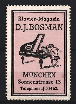 Reklamemarke München, Klavier-Magazin D.J. Bosman, Flügelspieler 