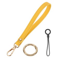 7 Inch Wristlet Strap PU Leather with Gold Ring Lanyard for Clutch Yellow 
