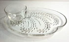 Clear Glass Snack Plate With Coffee Tea Punch Cup Paisley Floral Design