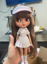 NEO Blythe Doll Brown Hair Straight Matte Face 1/6 Jointed Body Tan Skin 12" Toy