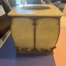 Croscill Square Tissue Box Cover Faux Marble Hollywood Regency Cream Bronze