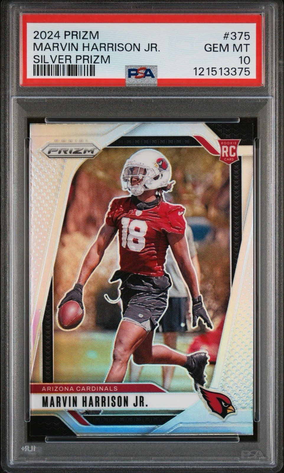 2024 Panini Prizm Rookies Marvin Harrison Jr. #375 Silver Prizm (RC) PSA 10 view 1