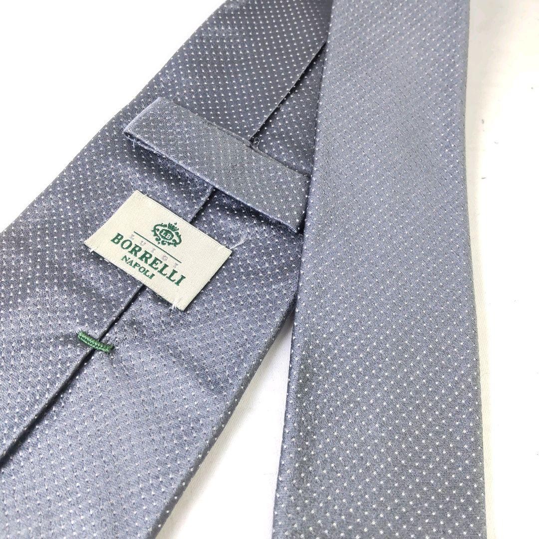 LUIGI BORRELLI Solid Dot Tie Gray Silk Excellent … - image 5