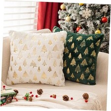 Christmas Tree Green White Throw Pillow 18" x 18" Pack of 2 Green and White