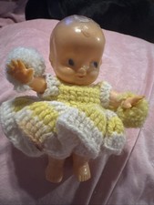 Vintage 1950s Irwin Kewpie Doll Hard Plastic Celluloid Dress Pom Pom Hands 6  
