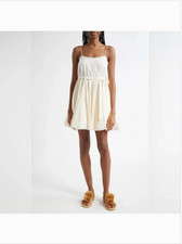 Ulla Johnson Beatriz Cream Cotton Romantic Mini Camisole Lace Trim Dress New 10