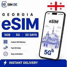 Georgia/Georgien eSIM 5GB 5G | 30 Days/Tage | Instant QR Delivery
