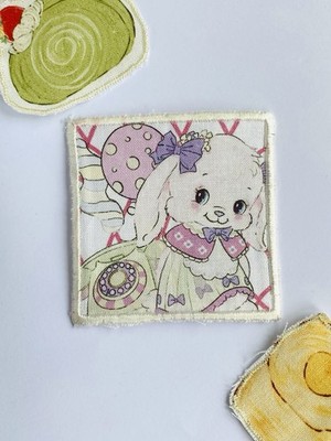 Kawaii Patch Hase mit Telefon Japan Swimmer 6,3cm Handmade In Germany