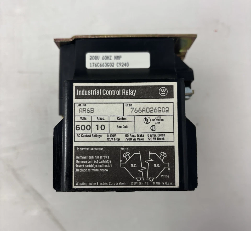 Relé de 6 polos sin cartuchos AR6B - 766A026G02 Westinghouse/Eaton.Nuevo Foto 3 de 3
