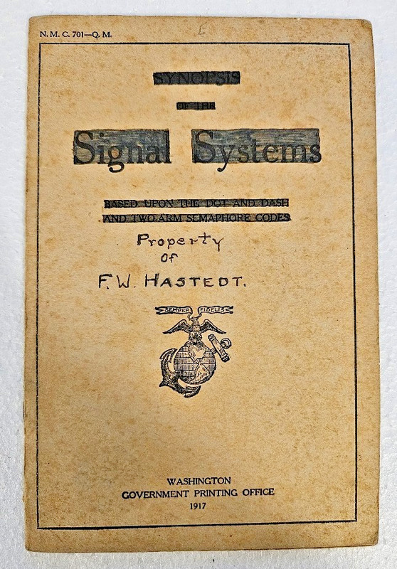 WW1 era TIME IN AIR - FLIGHT RECORD for F. W. HASTEDT, USMC - VE-7 & DH4B - 1922