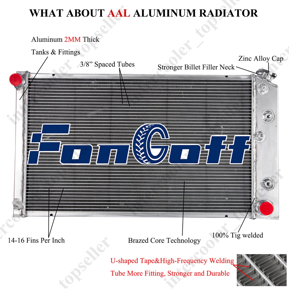 4 Rows CC161 Radiator For 1973-1986 Chevy C10 C20 C30 K10 K20 Pickup Suburban Foto 2 de 4