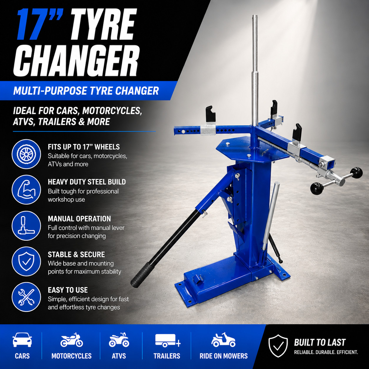 17" Multi-Purpose Manual Tyre Changer Car Motorcycle ATV Trailer Tool
