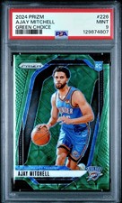 2024-25 PANINI PRIZM GREEN CHOICE SCOPE #226 AJAY MITCHELL /8 PSA 9 ROOKIE RC 🟢
