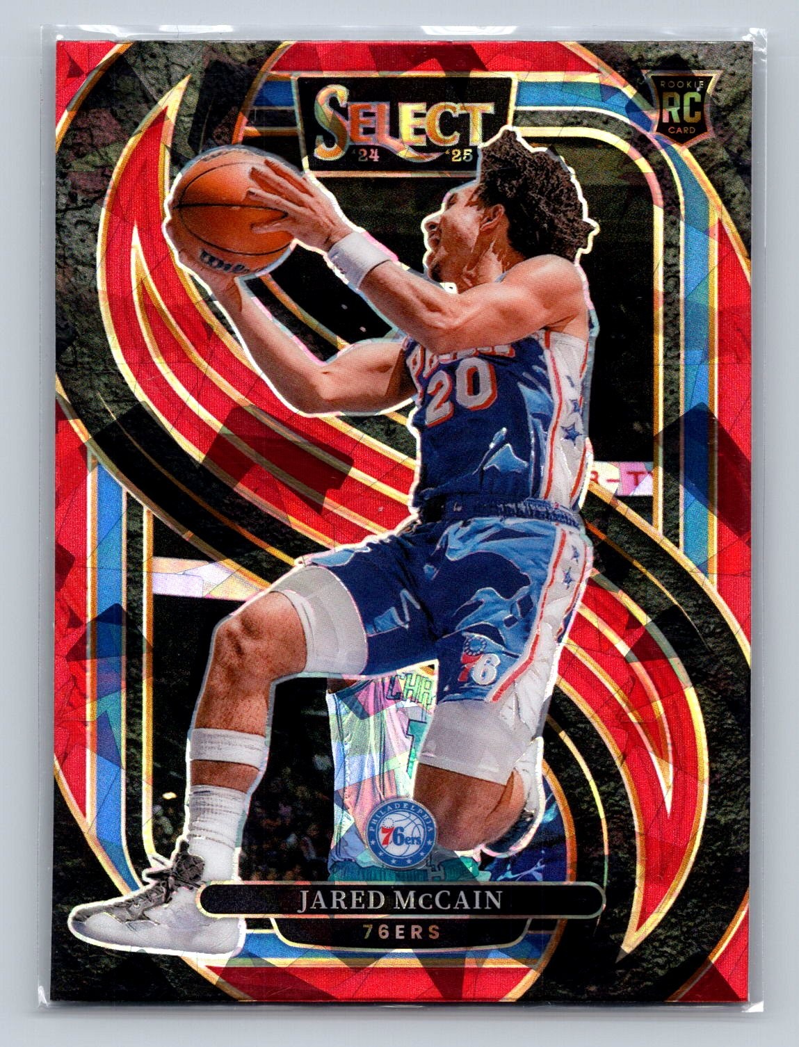 2024-25 Panini Select #184 Jared McCain Red Cracked Ice Prizm