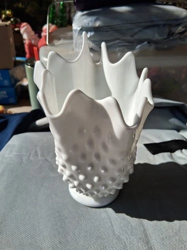Vintage Milk Glass Vase Unique Collectible