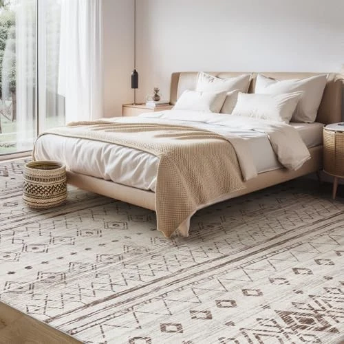 Alfombra lavable antideslizante 8x10 para sala de estar alfombra boho marroquí alfombra de área grande Foto 4 de 4