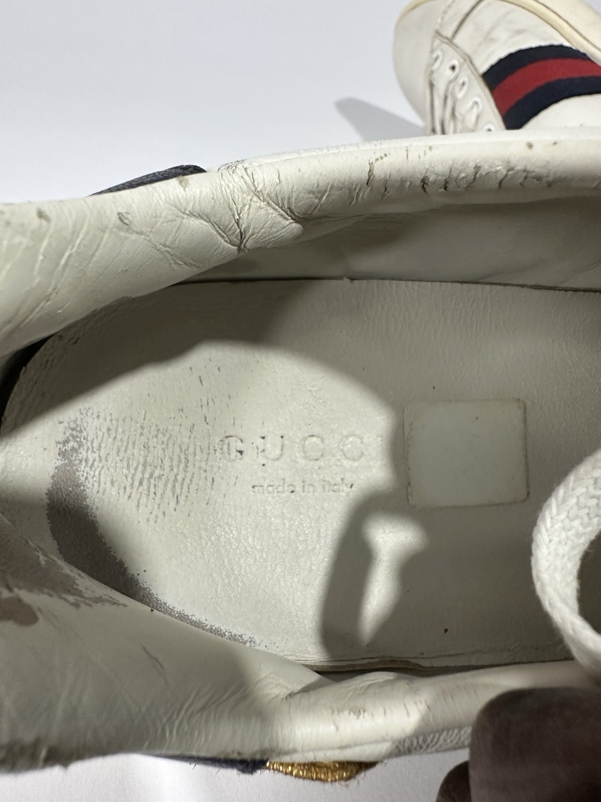 Gucci Ace Loved Embroidered White Leather Sneakers. thumbnail 8