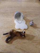 Miniature Cat Mouse Spilled Milk Bucket Tiny Figurines Mouse 1 In Cat 1½ In