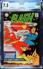 Flash #175  CGC 7.5 CR-OW VF-  DC Comics 1967 2nd Superman vs Flash race JLA v1
