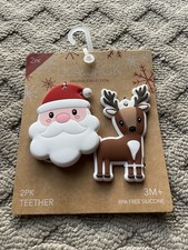 Lila  Jack Holiday Collection Santa  Reindeer BPA Free Silicone Teether