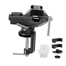 Home Table Vise Universal Rotate 360° Work Clamp-On Vise, golf club 3.2" black