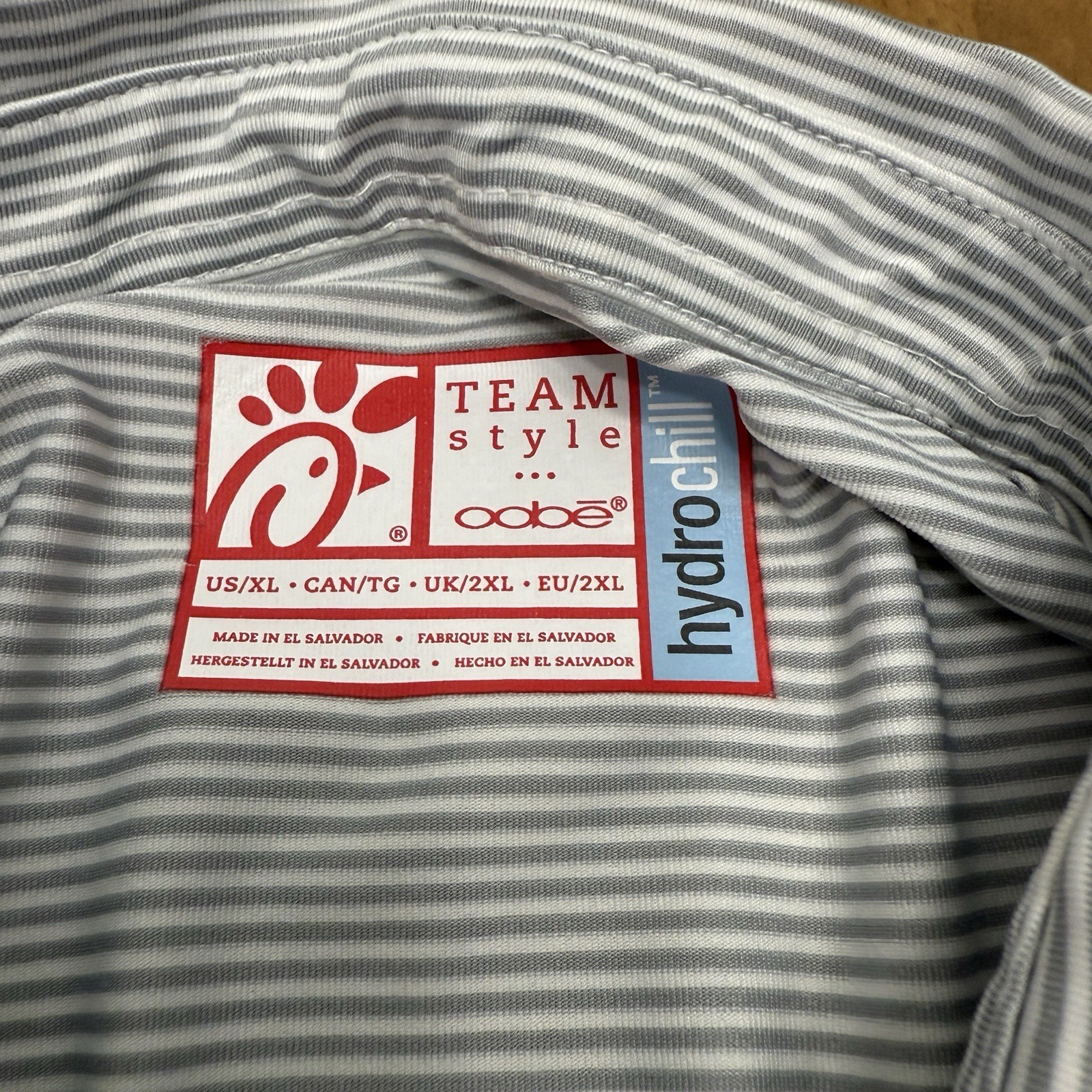 Oobe Chik Fil A polo men's XL hydrochill gray striped active performance uniform