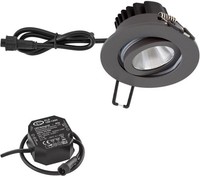 EVN PC65 LED Deckeneinbauleuchte, Rund, Schwenkbar, 8,4W, 3000K, 1010Lm, Anthraz