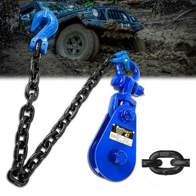 4 Tons Snatch Block with G100 Chain | 4 1/2'' Sheave for 1/2'' Inch Wire Rope |