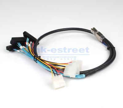 1M SFF-8644 to 4X SFF-8482 Mini SAS Internal HD w/IDE Power Cable US-Seller