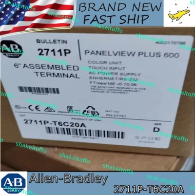 BRAND NEW Allen Bradley 2711P-T6C20A Panelview Plus 600 Rev B 2711pT6c20a
