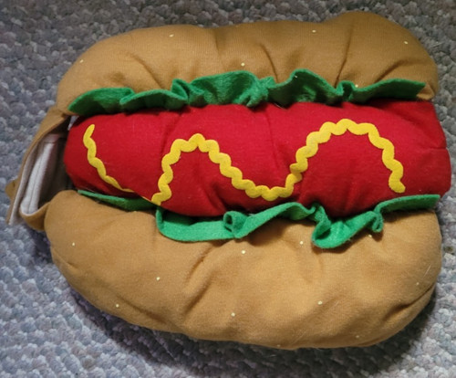 Petco XS Hotdog Costume Cat/Dog Birthday Party Cute Walking Outfit Close Tape
