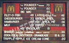 1970's McDonald's Menu Board High Quality Metal Fridge Magnet 2.5x4 7540